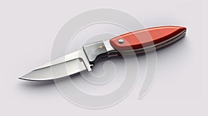 Bright Red Knife With Silver Handle - Photorealistic Renderings