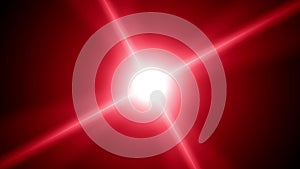 Bright red light appearing and dissappearing while moving by curved trajectory and spinning on black background