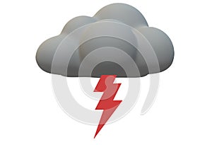 A bright red lightning bolt symbol growing out of a dark grey cloud