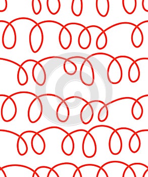 Bright red lines, white background, simple pattern, horizontal loops