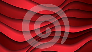 Bright red liquid paper waves abstract motion background