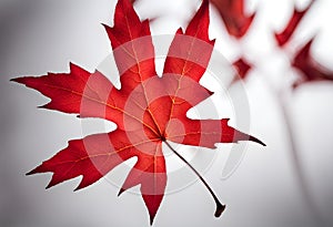 Bright red maple leaf on a white background