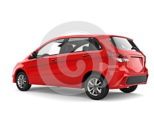 Bright red modern compact car - side view