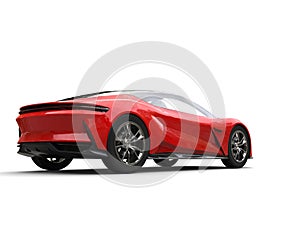 Bright red modern electric fast car - rear view