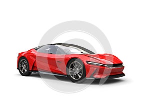Bright red modern electric fast car - studio shot