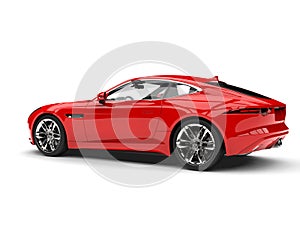 Bright red modern luxury sports car - side view - rear side