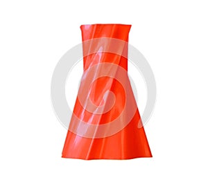Bright red object vase printed by 3d printer isolated on white background