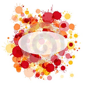 Bright red and orange watercolor ellipse frame card