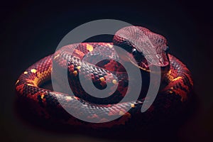 Bright red snake. Generate Ai