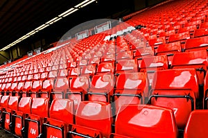 Bright red stadium seat