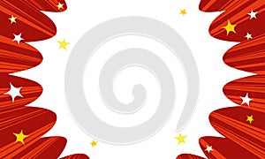 bright red starburst with white centre exploding with yellow cartoon stars manga impact rays celebration announcement panel