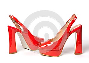 Bright red women shoes