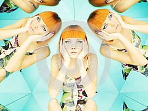 Bright redhead woman in kaleidoscope