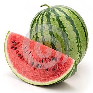 Ripe orange half and wedge on white photo