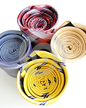 bright rolled ties isolated