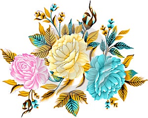 Bright rose flower motif design