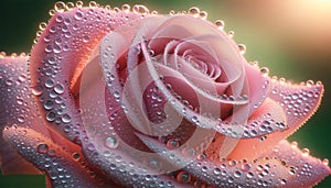 Bright rose petals, shining from drops of fresh morning dew.