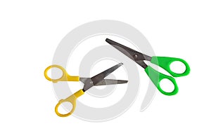 Bright scissors for kids on white background