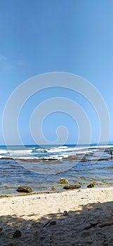bright sea waves on krapyak beach, West Java