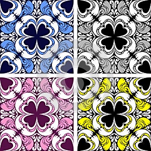 Bright seamless ornamental Pattern in four variants.