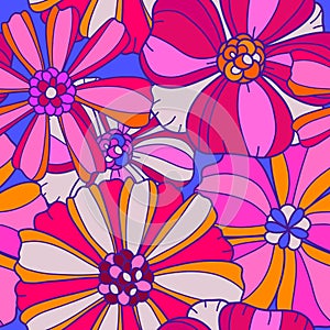 Bright seamless pattern with big flowers