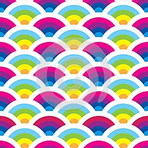 Bright seamless pattern with half rounds and curls