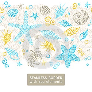 Bright seamless pattern with sea elements.