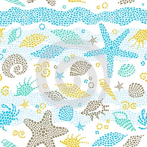 Bright seamless pattern with sea elements.