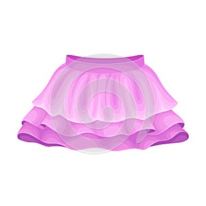 Bright Seasonal Purple Flared Skirt for Girls with Pleats Vector Illustration