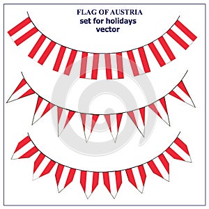 Bright set with flag of Austria. Happy Austria day flags. Colorful collection with flag. Vector.