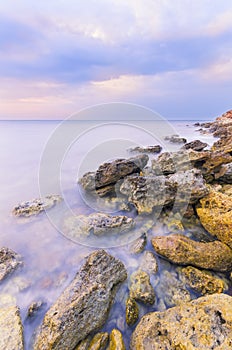 Bright sharp rocks in the water