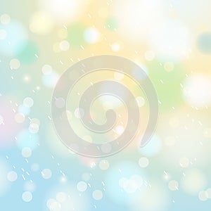 Bright shine background with bokeh and snowflakes, vector