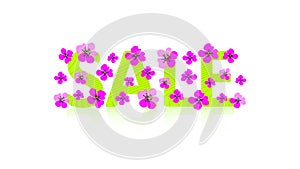 Bright sign. Green text `SALE` and pink flowers. Cute vector illustration. Design floral concept can be used for ad, promotion