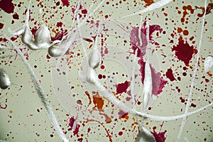 Bright silver red paint abstraction background of fluid brush strokes paint. Watercolor paint abstract background.
