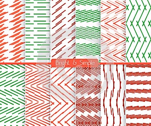 Bright and simple red red and green pattern set