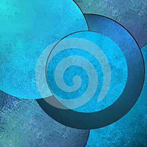 Bright sky blue abstract background image with cool round circle design shapes and vintage grunge background texture design layout