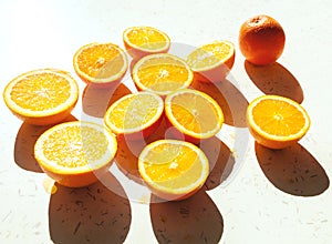 Bright sliced oranges