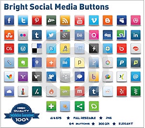 Bright Social Media Buttons