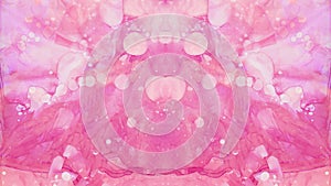 Bright soft pink alcohol ink abstract light background. Flow liquid watercolor paint splash texture effect illustration