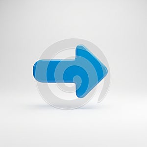 Bright Blue 3D Arrow Pointing to the Right on White Background direction forward