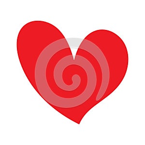 Bright Solid Red Love Heart Symbol Simple Vector Icon Graphic Isolated on White Background