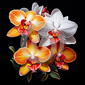 Phalaenopsis orchid flowers isolated on a black background