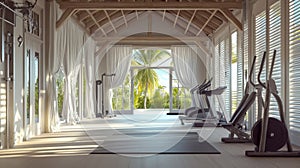 Modern gym space with industrial design and natural light in architecture