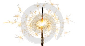 Bright Sparkler Exploding with Golden Light on Black Background