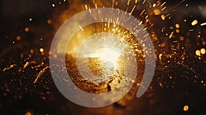 Bright Sparks Exploding In Dark Night