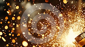 Bright Sparks Exploding From Metal Grinding