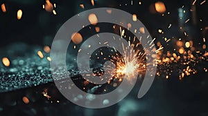 Bright Sparks Exploding During Metalwork