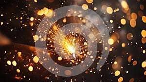 Bright Sparks Exploding During Metalwork Welding