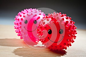 Bright, spiked rubber balls for pets