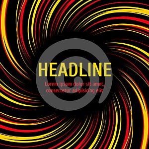 Bright spiral background on black backdrop